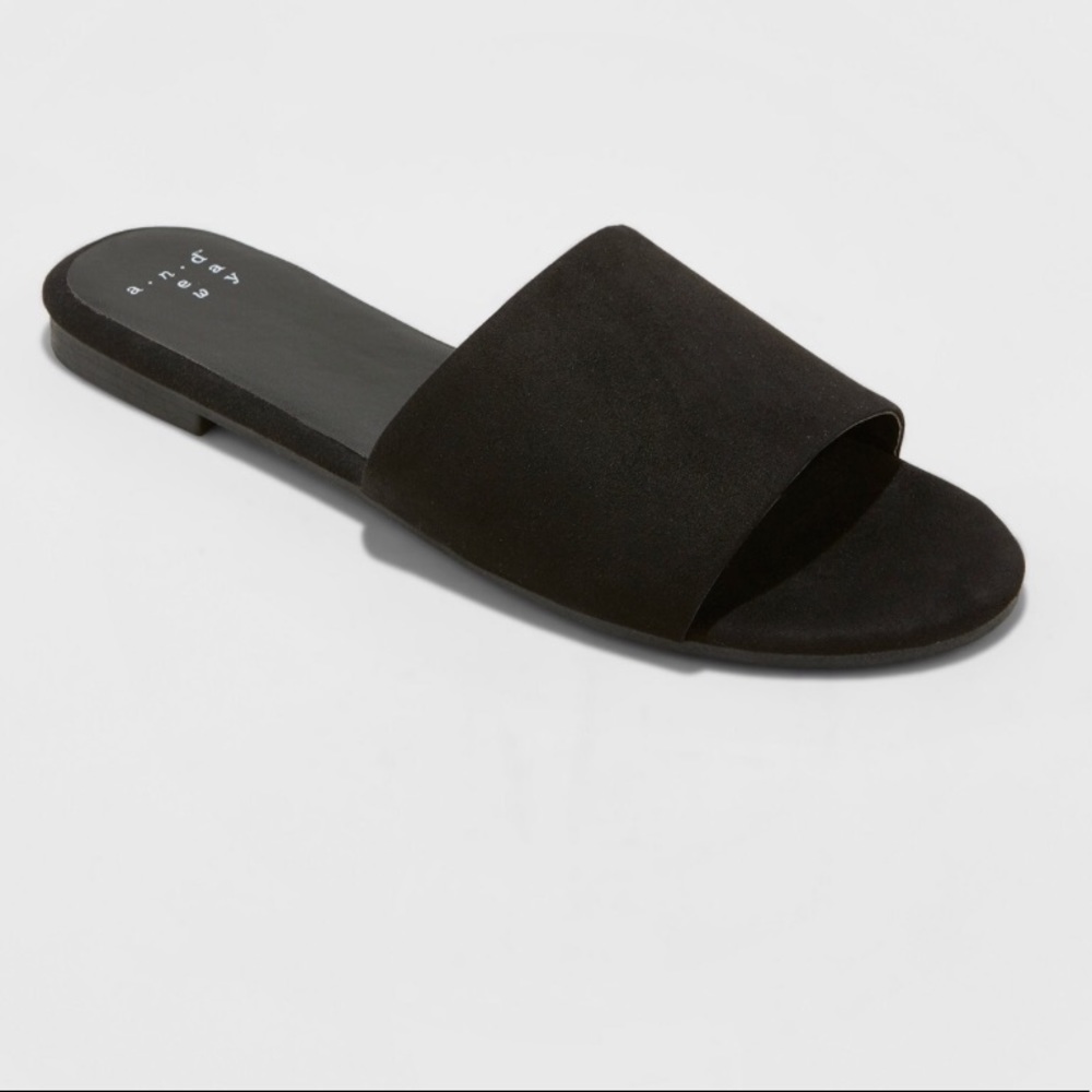 Black suede slides size 8 wide A New Day